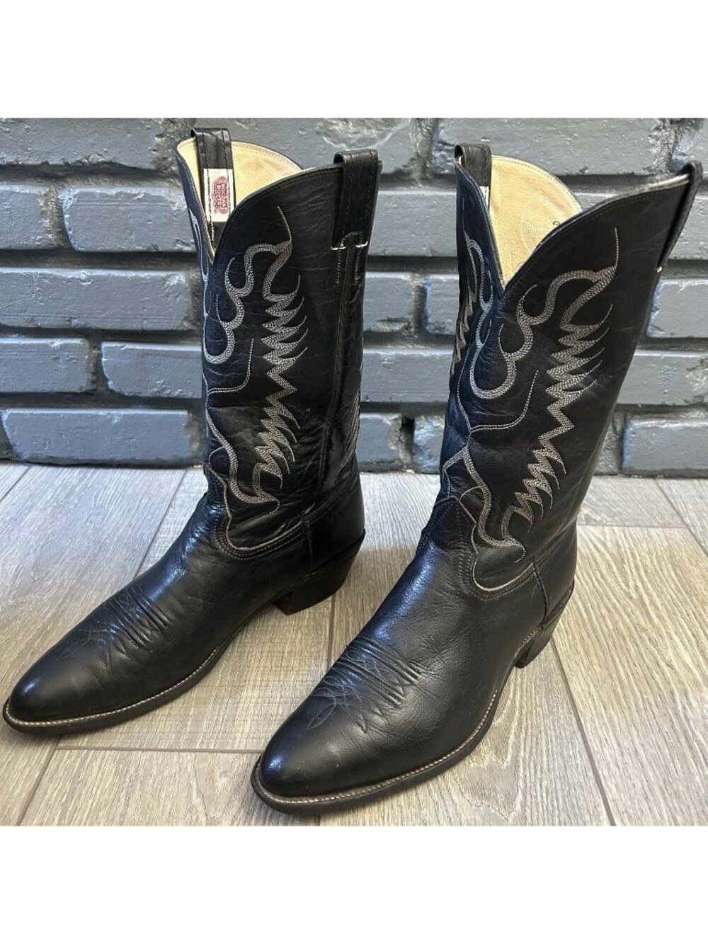 Nocona Vintage Classic Black Western Cowboy Boots Mens 11.5 D